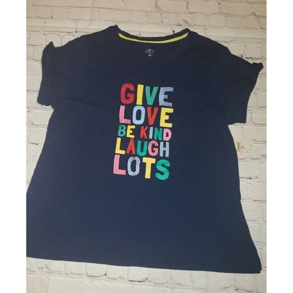 Nwt Womens St Johns Bay Give Love Be Kind Laugh Lots T-Shirt Size 0x - Picture 1 of 2